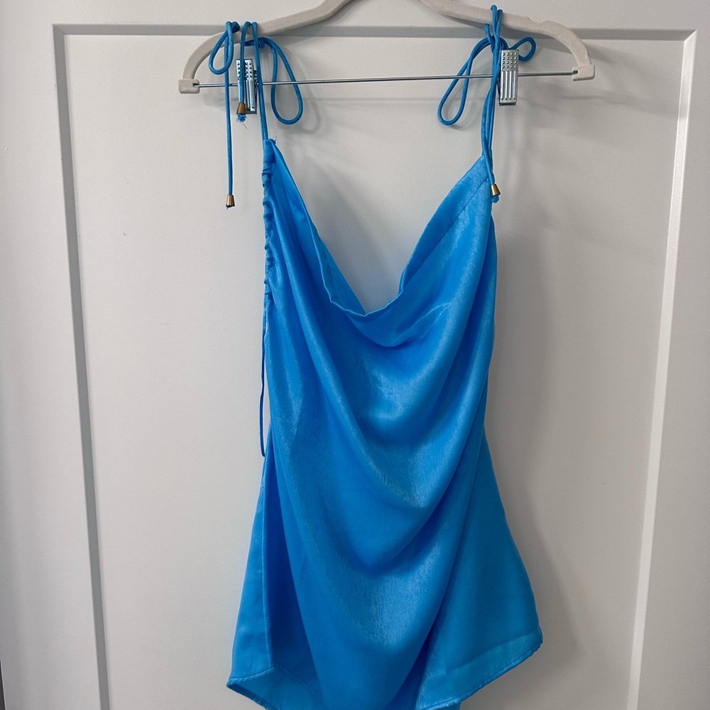 Free People blue satin dress NWT